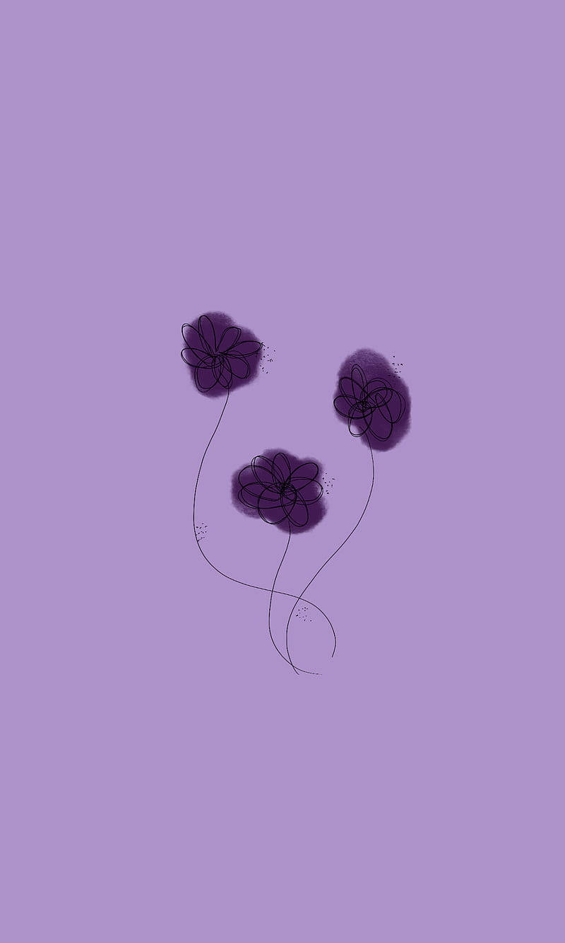 Three Kawaii Purple Flowers