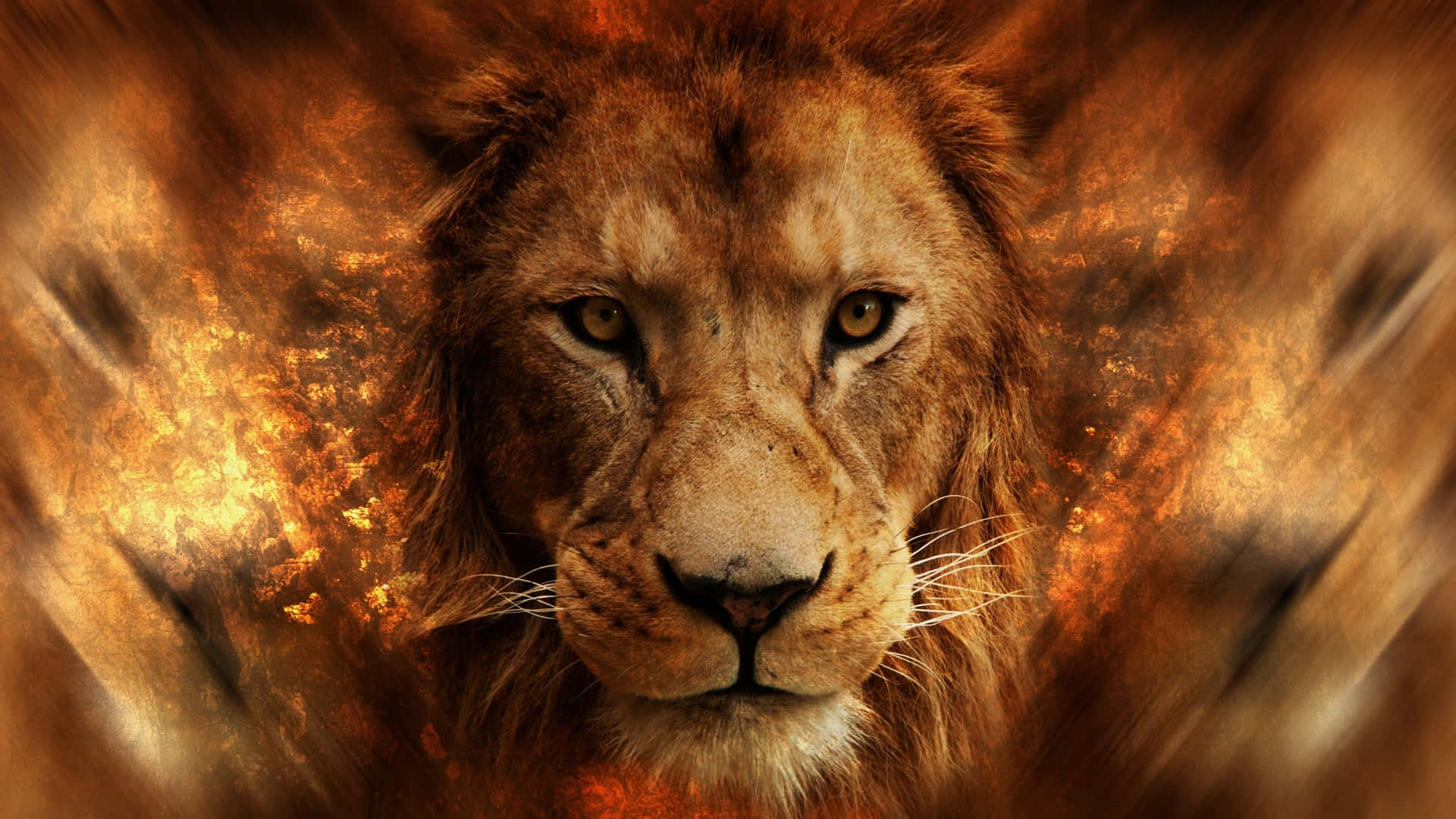 Three Lion Face Art Background