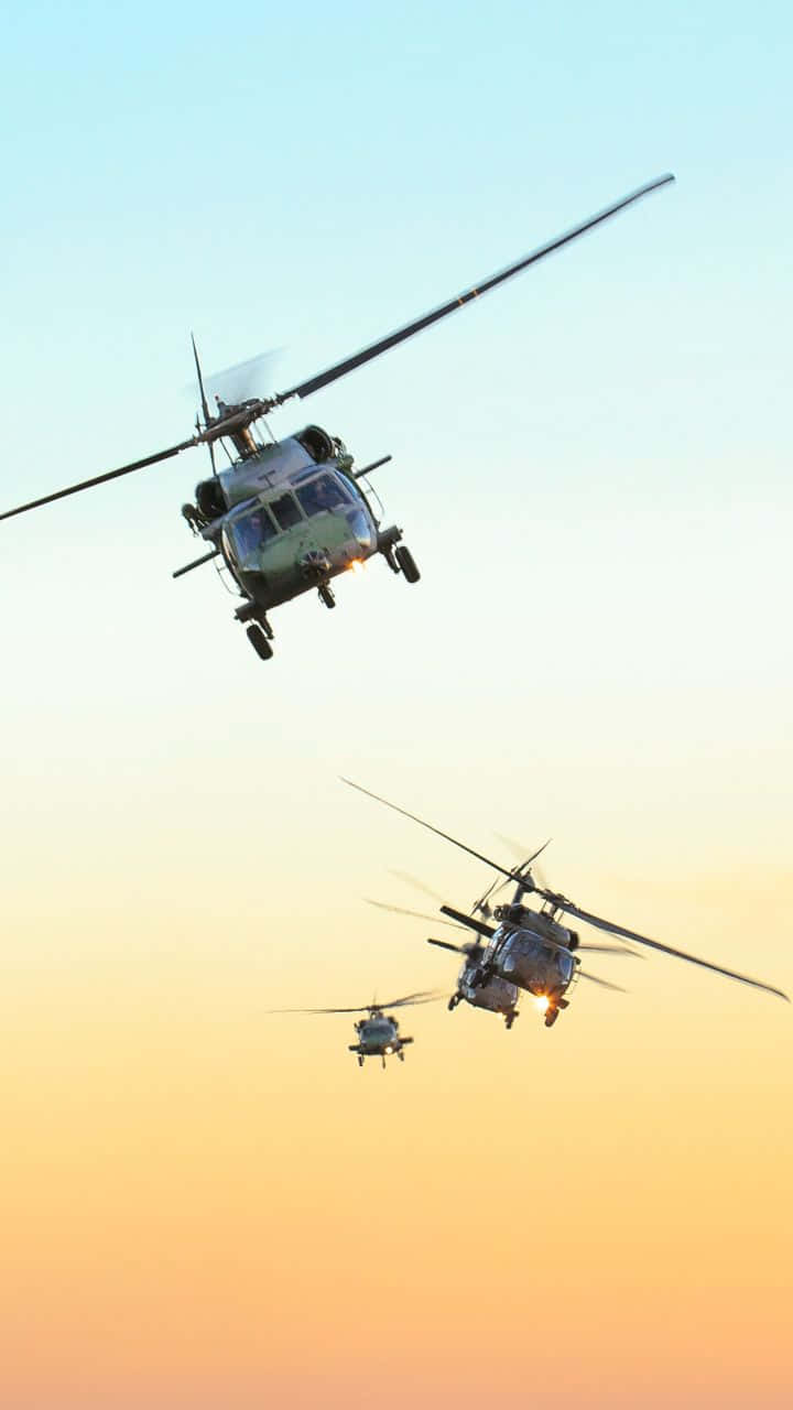 Three Medium Utility Cool Helicopters Background