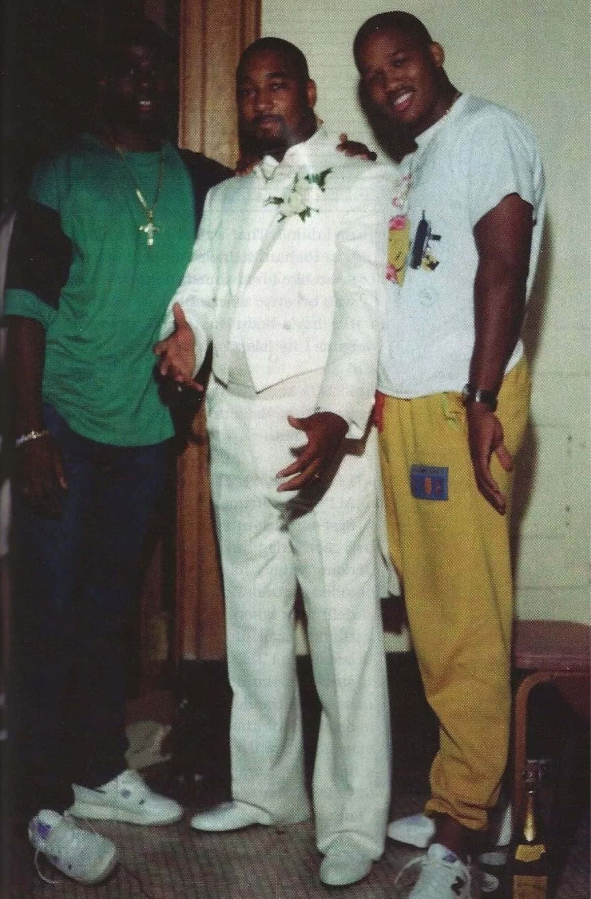 Three Men Posing Casual Fashion1990s Background