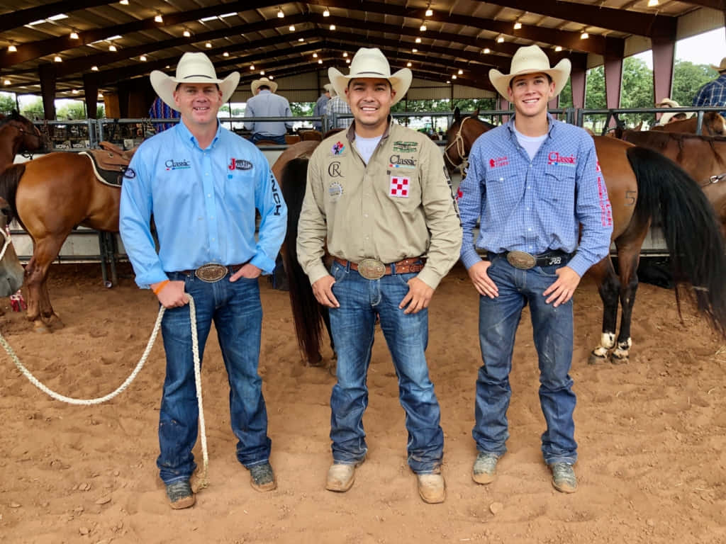 Three Men Team Roping