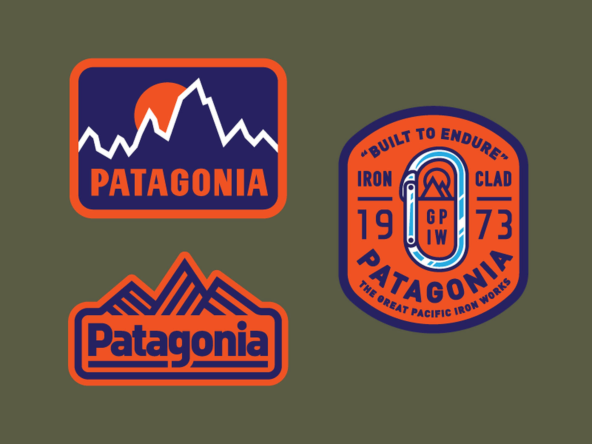 Three Orange Patagonia Logos