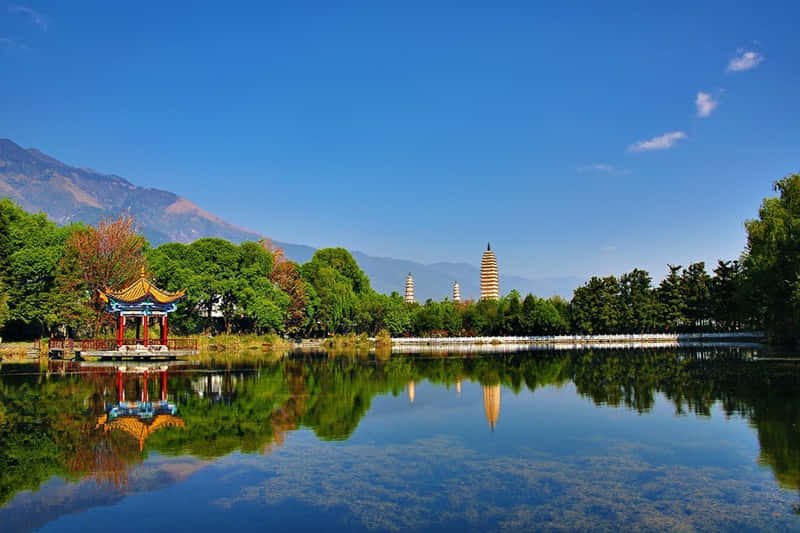 Three Pagodas And Gazebo