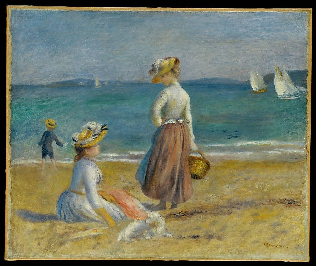 Three People On The Beach By Renoir Background