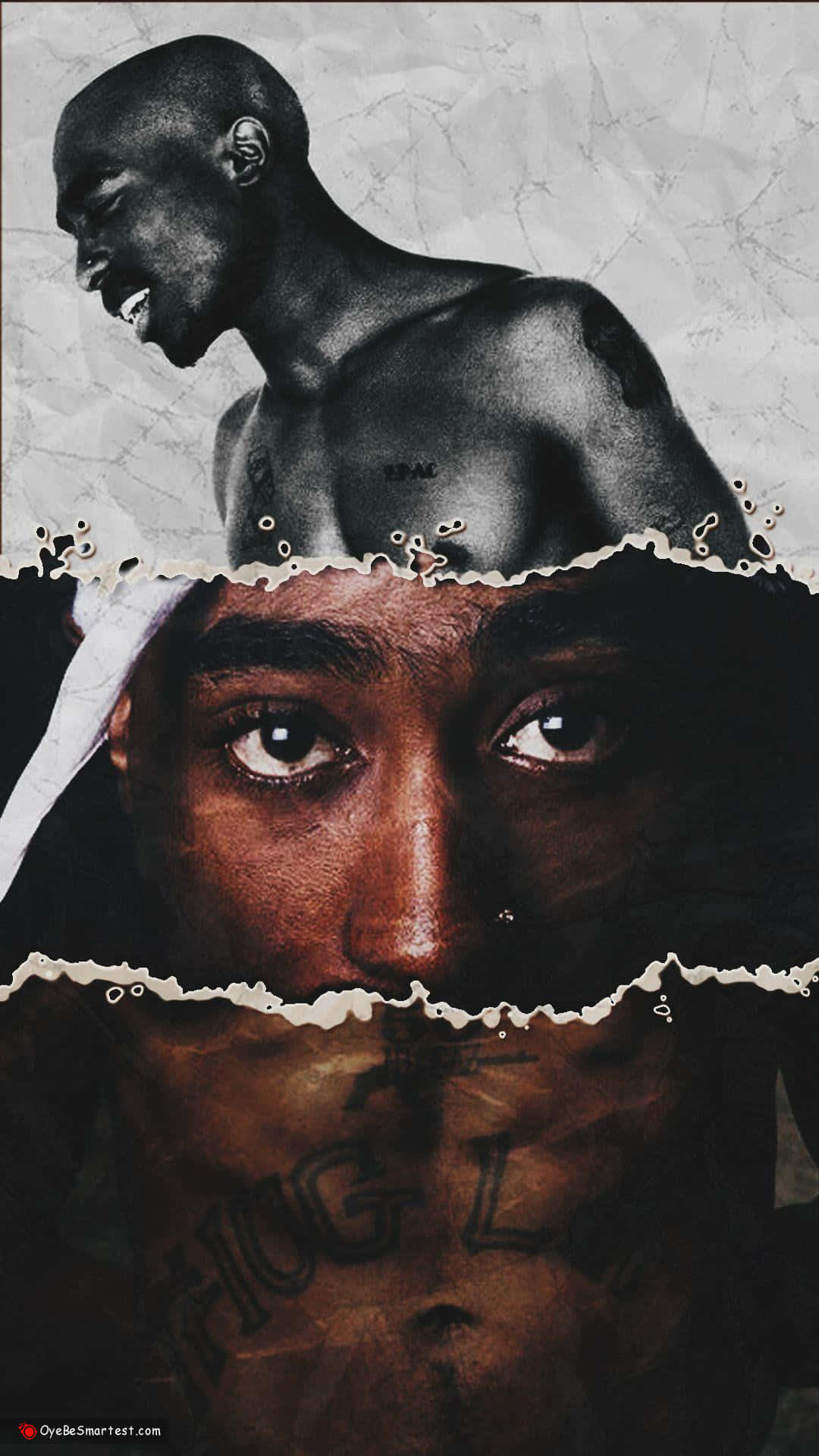 Three-photo Collage Of Tupac Iphone Background