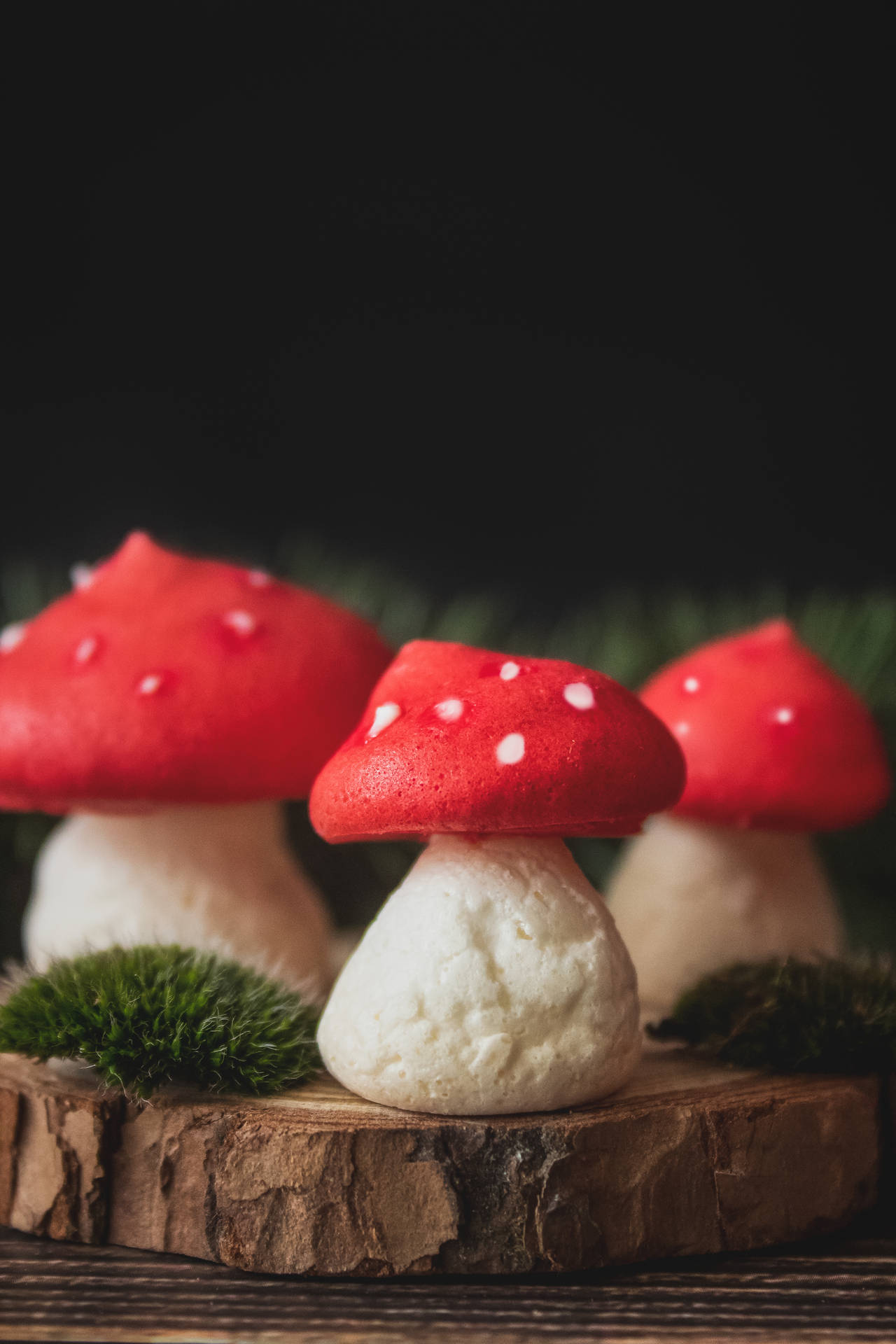 Three Pieces Of Cute Mushroom Meringue Background