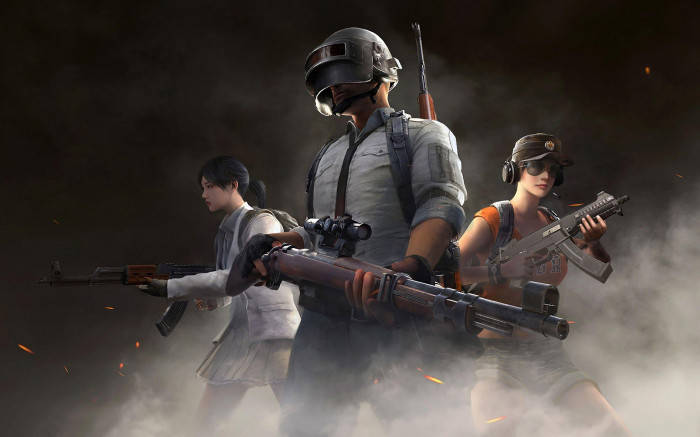 Three Players Armed And Ready Pubg Banner Background