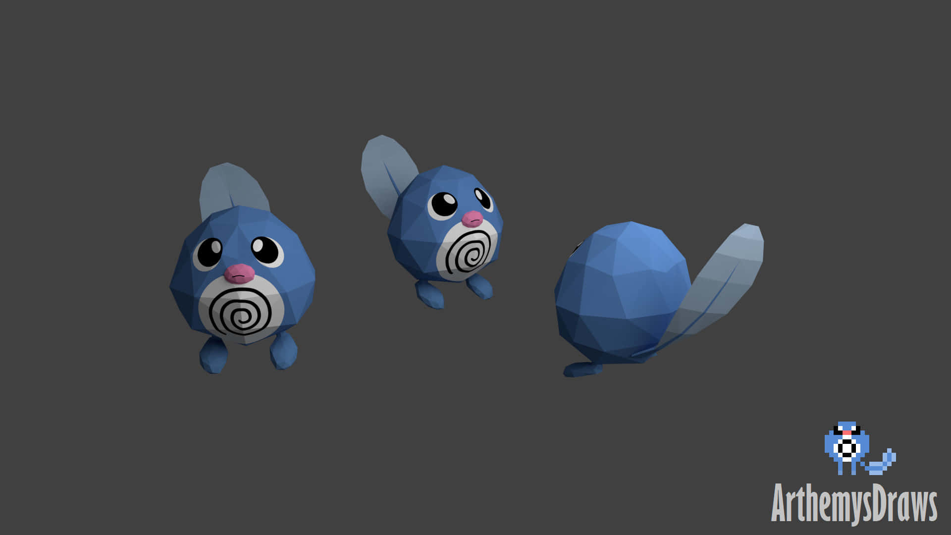 Three Poliwag Pokemon Background