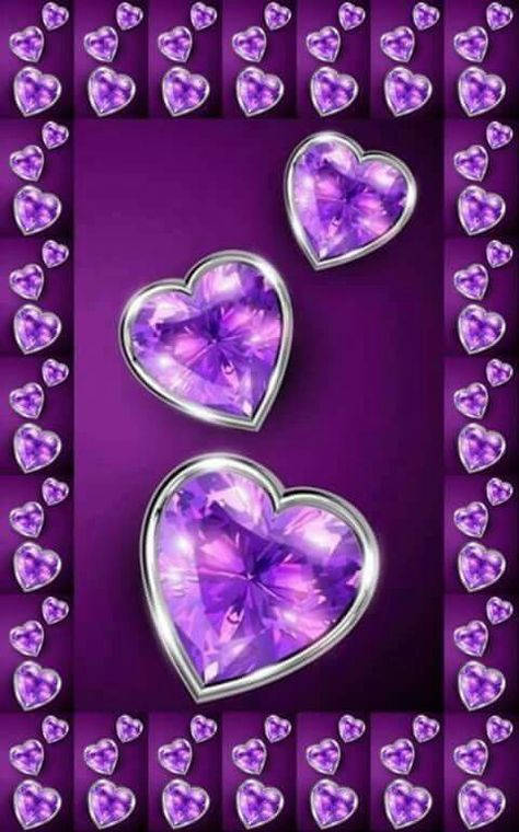 Three Purple Jewel Hearts