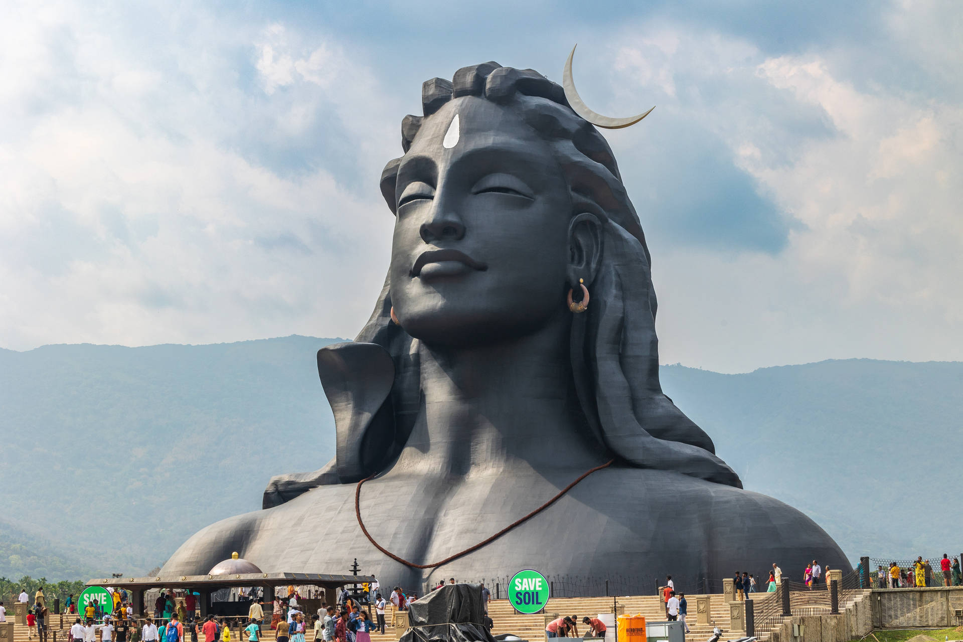 Three-quarter Profile Of The Adiyogi Shiva Statue Background