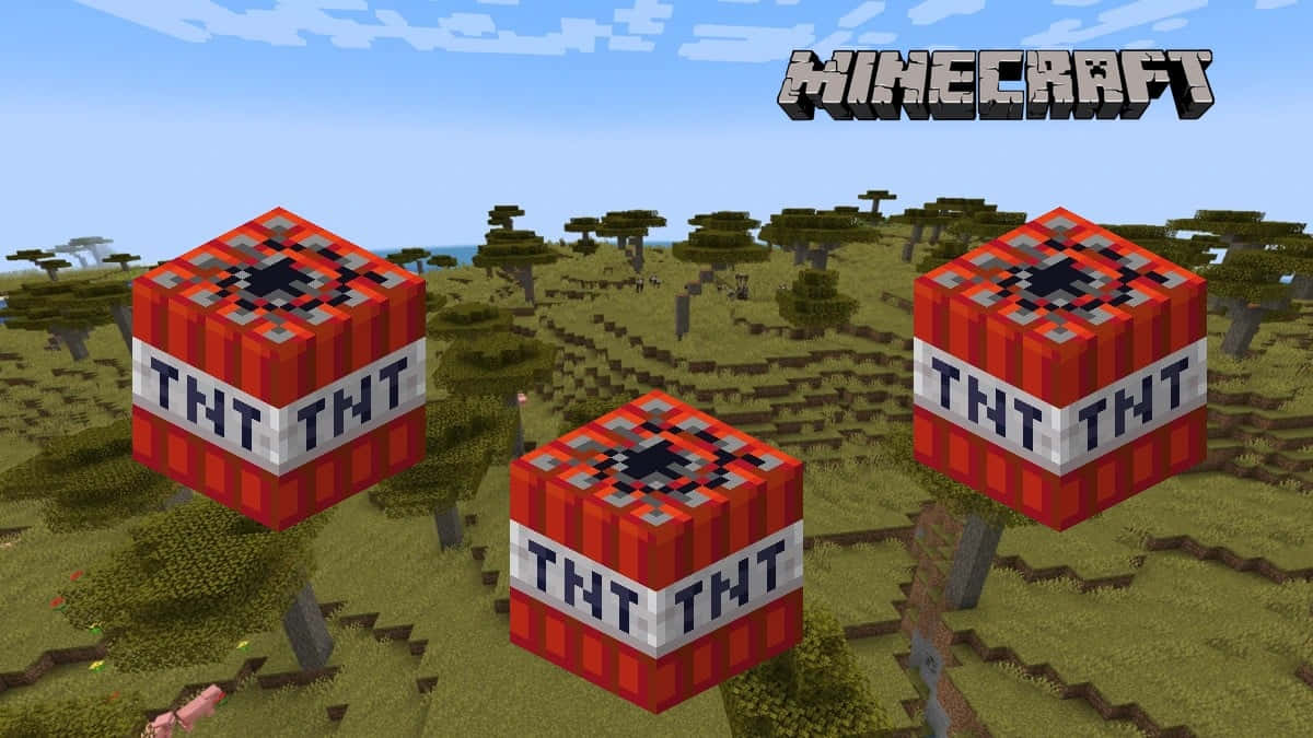 Three Red Minecraft Tnt Cubes Background