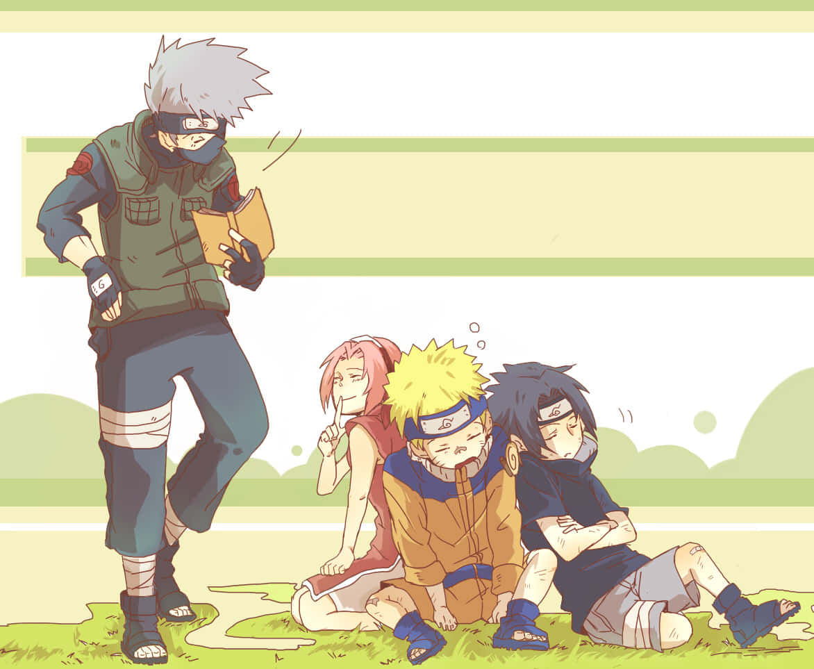 Three's Company - Kakashi, Naruto, And Sasuke Team Up Background