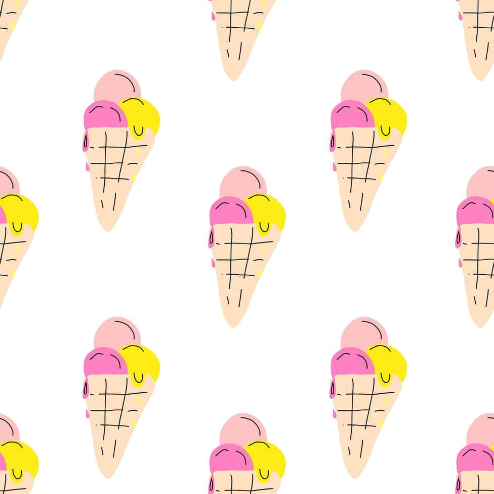Three Scoops Of Cute Ice Cream Drawing
