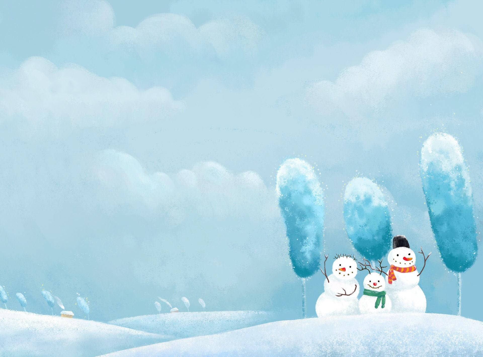 Three Snowmen Friends Background