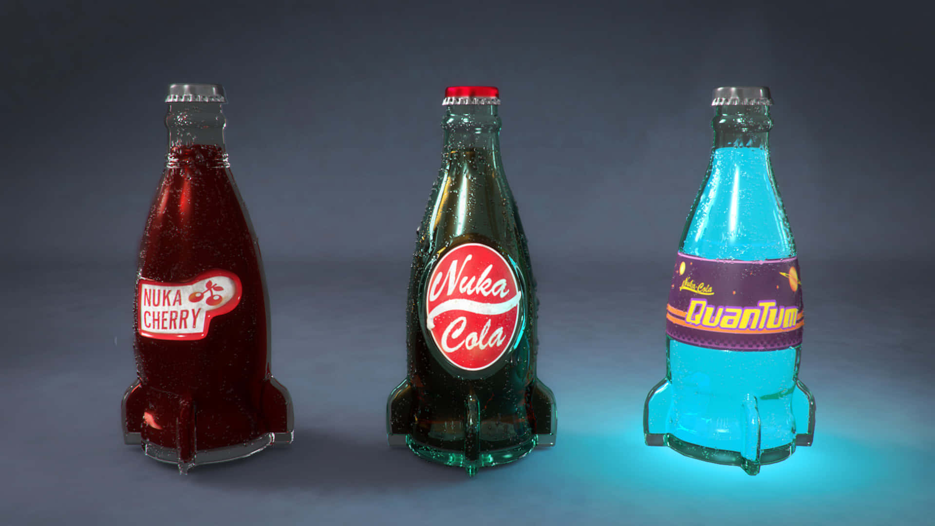Three Soda Bottles With Different Colors Background