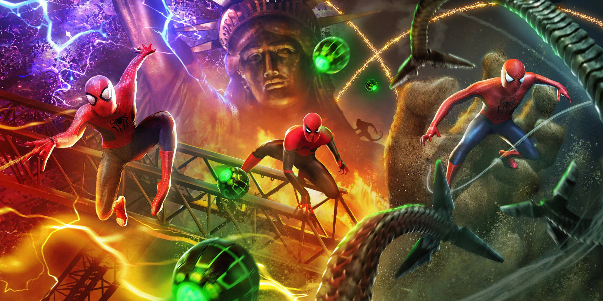 Three Spidermen Poster Background