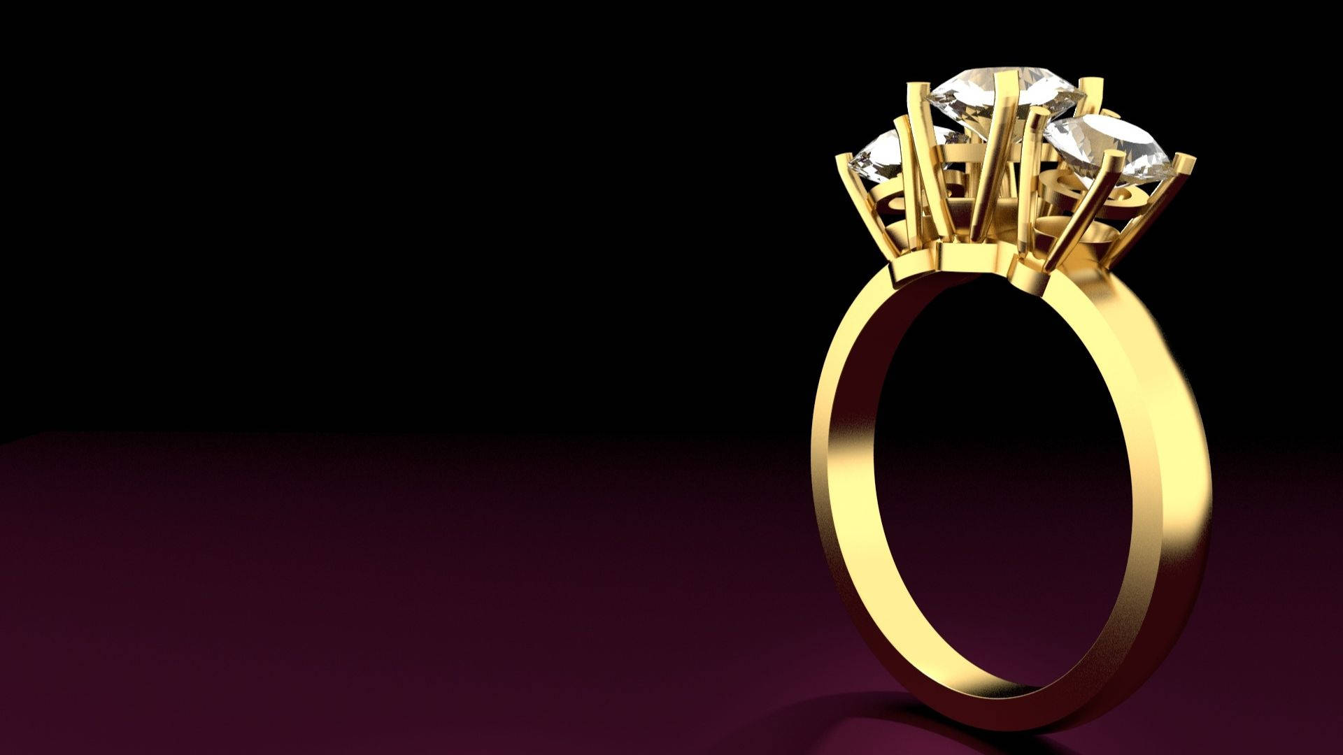 Three Stone Gold Ring Background