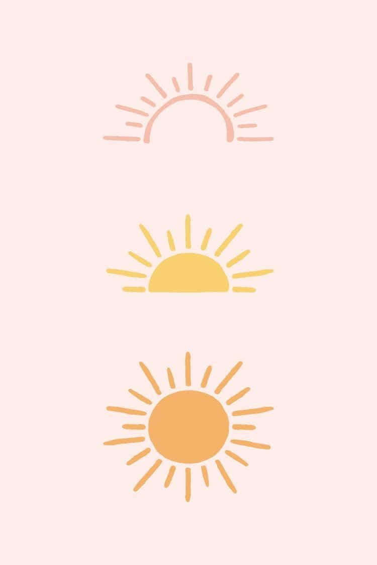 Three Suns On A Pink Background Background