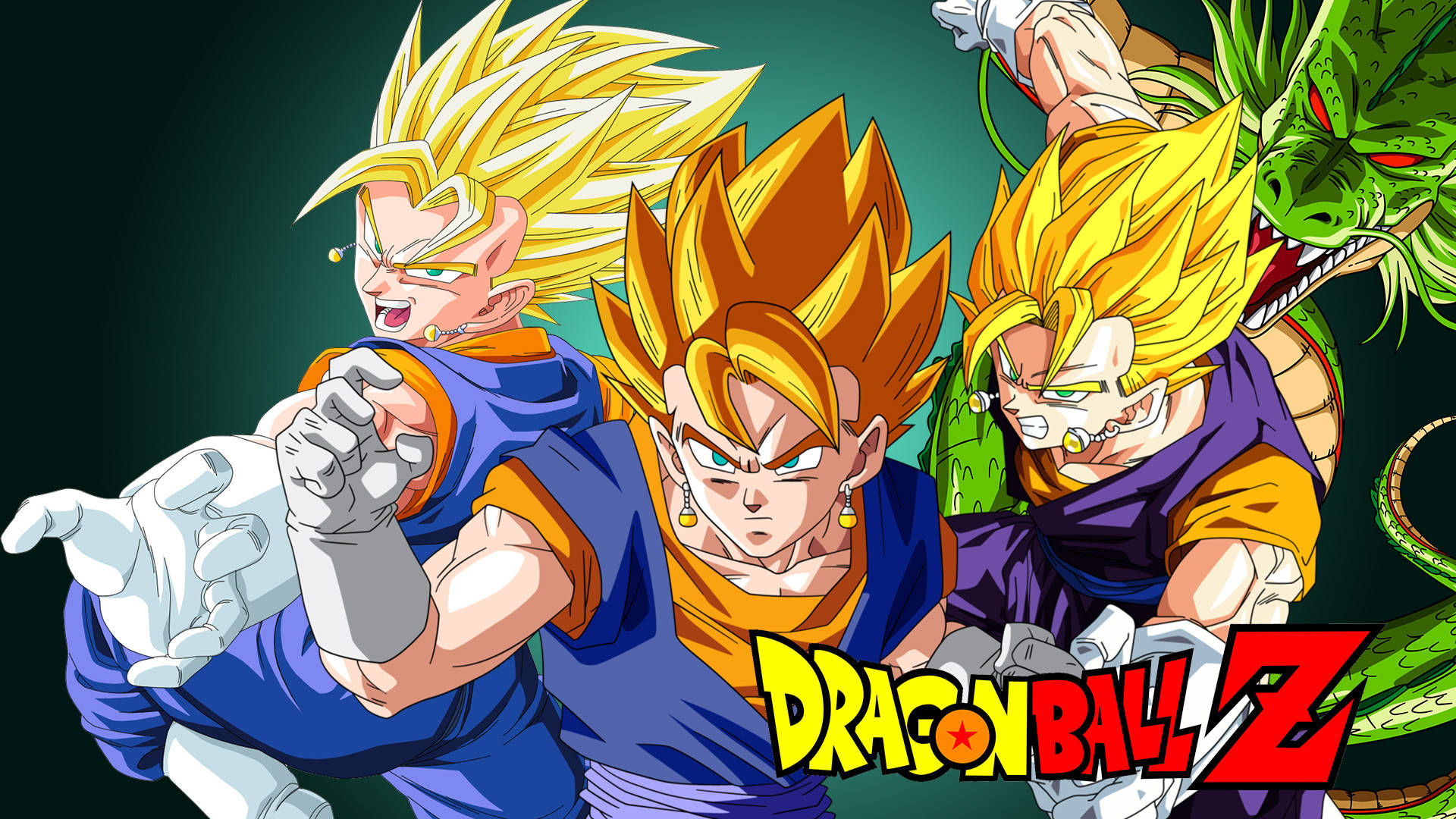 Three Super Vegito And Dragon Background