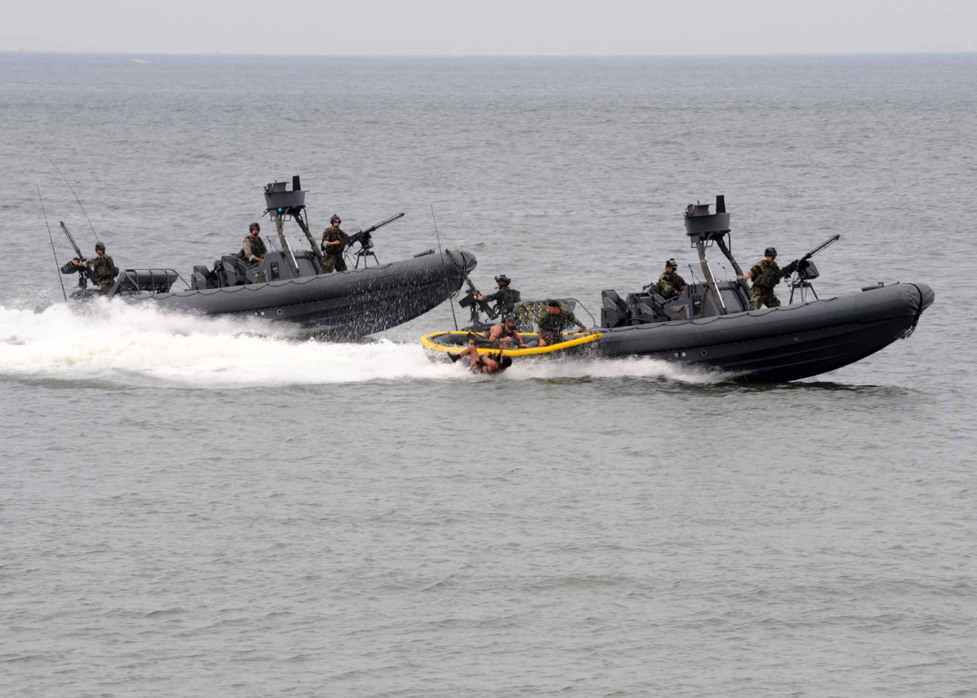 Three U S Navy Dinghies On A Mission
