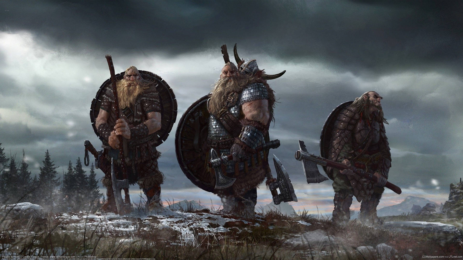 Three Viking Berserkers Hd Background