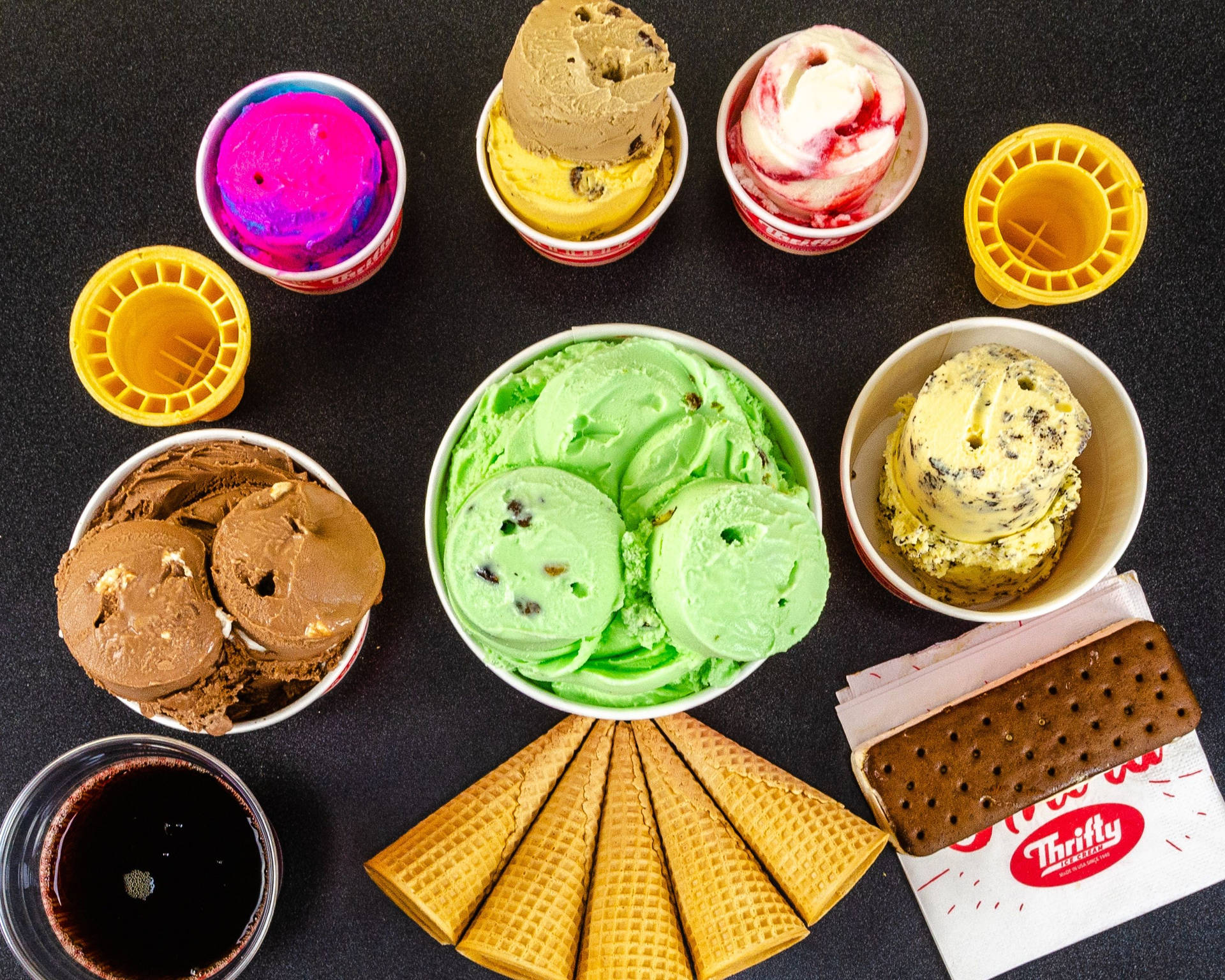 Thrifty Ice Cream Flavors Top View Background