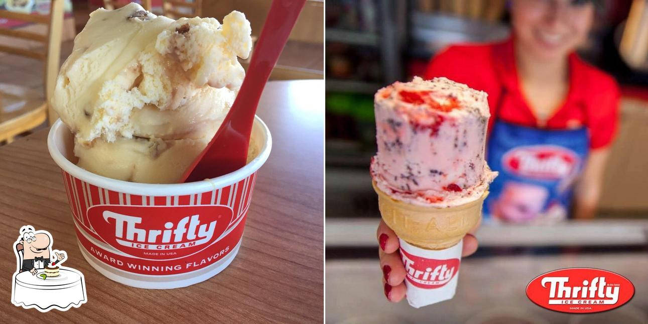 Thrifty Ice Cream In Cup And Cone Background