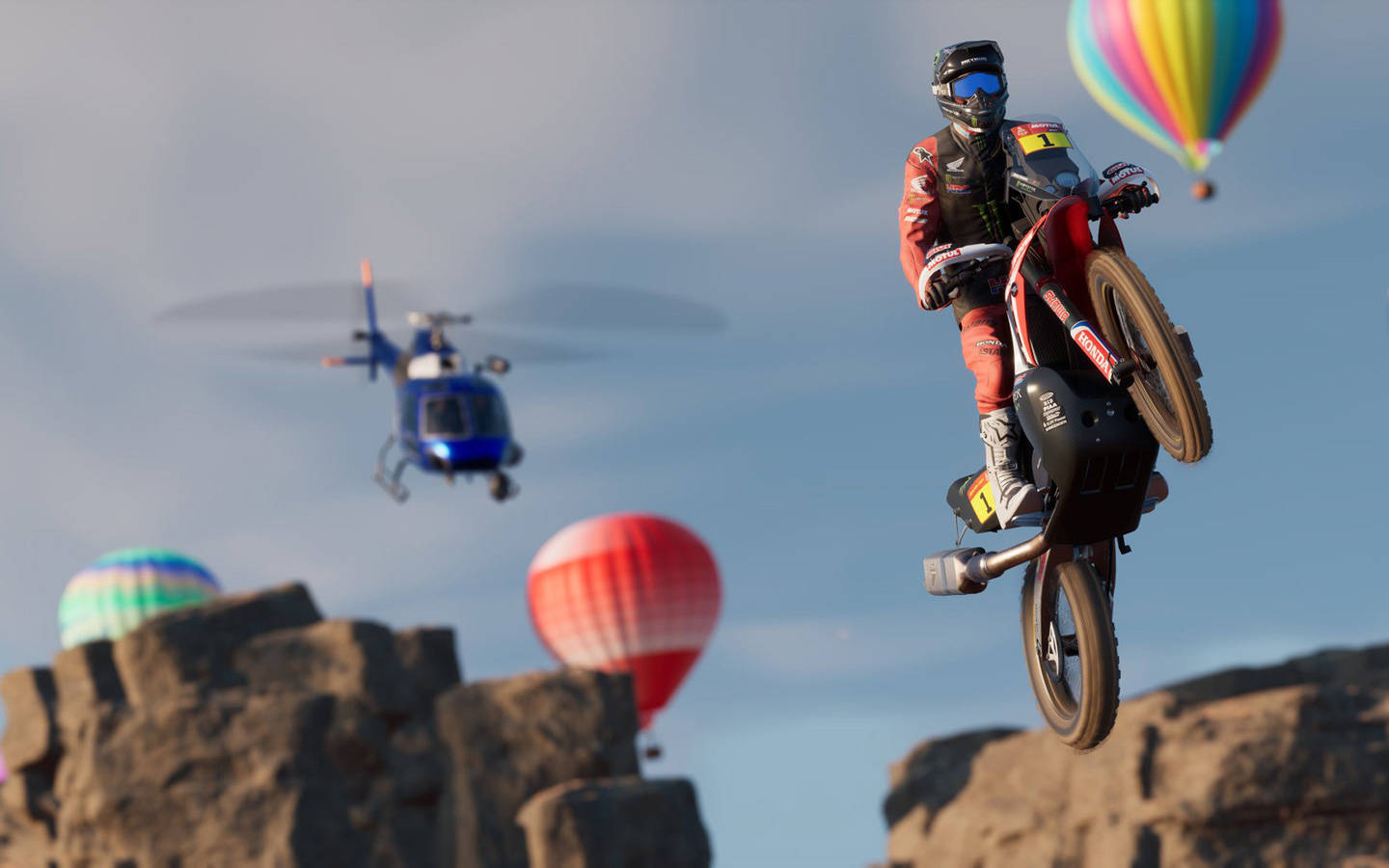 Thrilling Balloons And Bikes At Dakar Rally Background