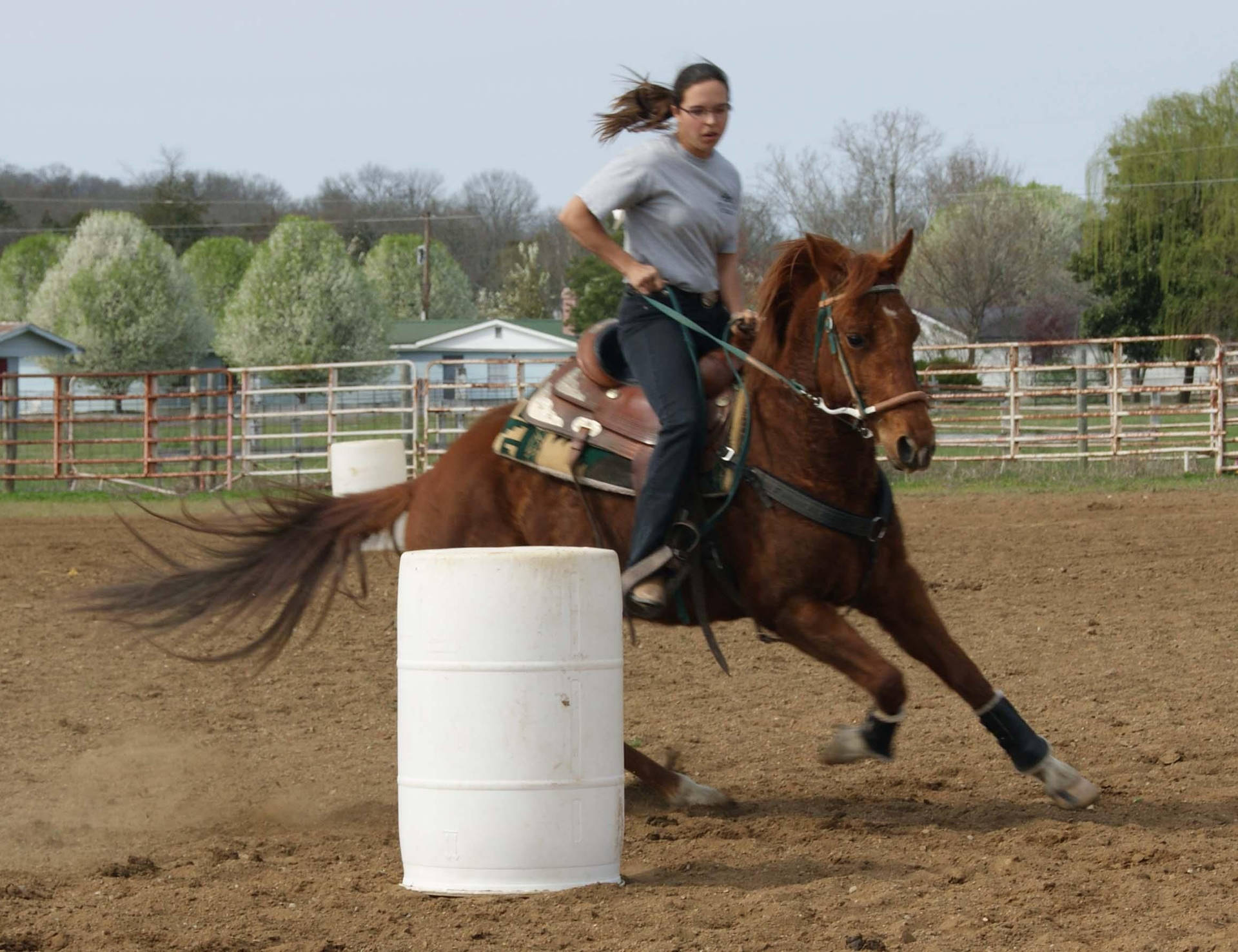 Thrilling Barrel Racing Action Background