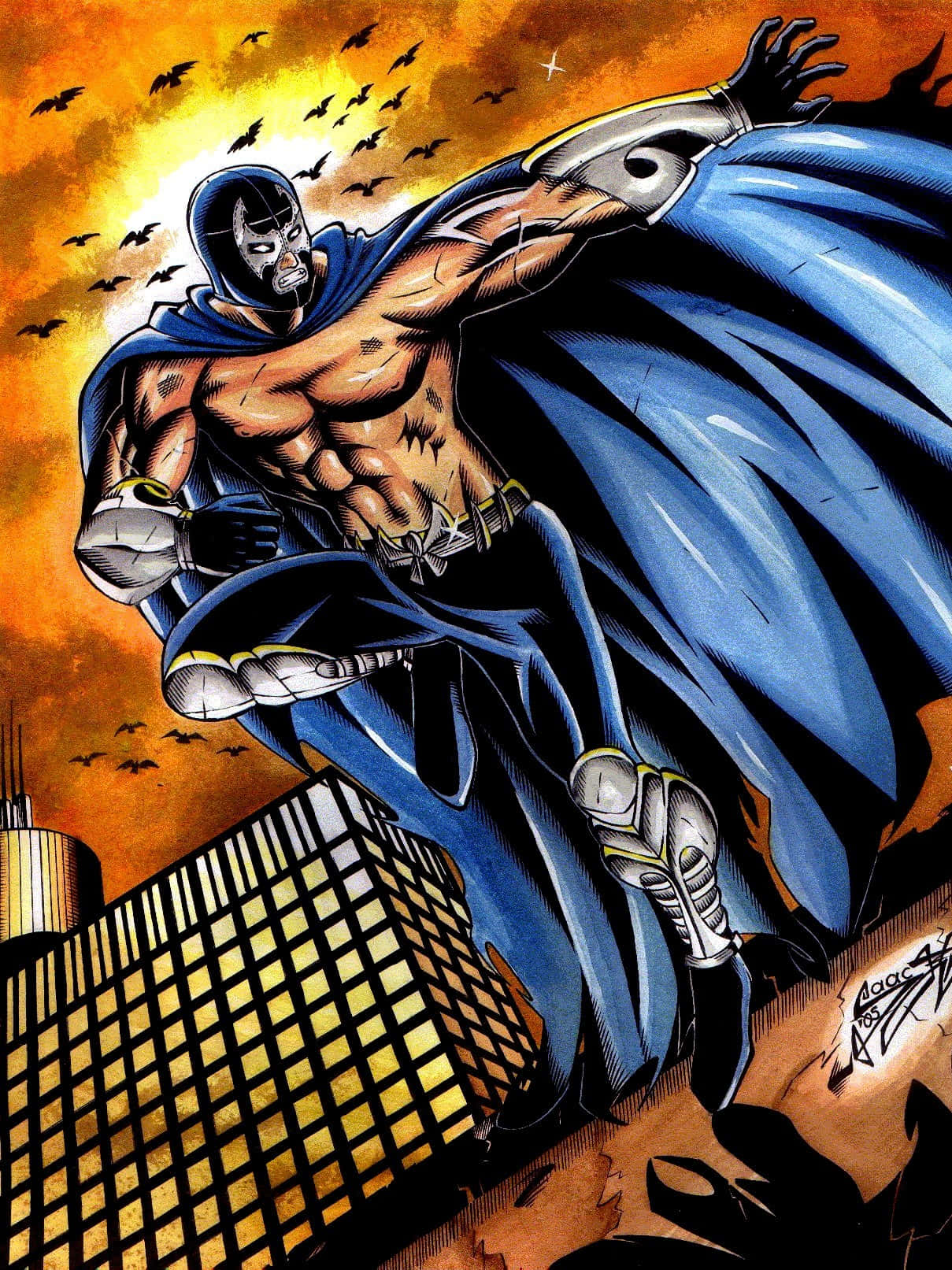 Thrilling Blue Demon Comic Book Cover Background