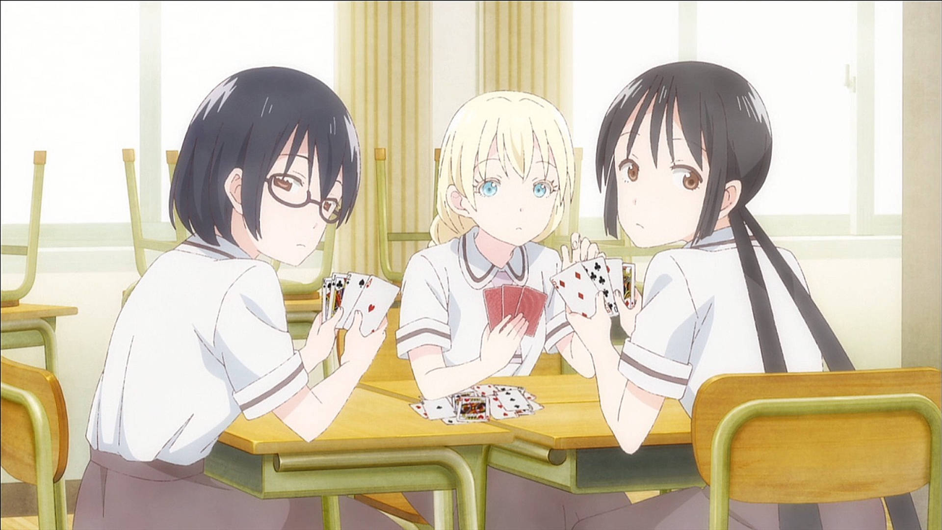 Thrilling Card Game Moments In Asobi Asobase Background
