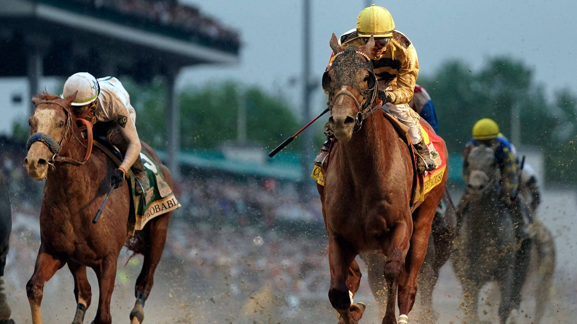 Thrilling Horse Race At The 2019 Kentucky Derby Background