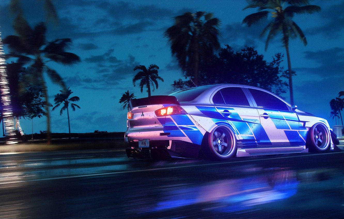 Thrilling Nightlife Racing - Need For Speed Heat Car Background