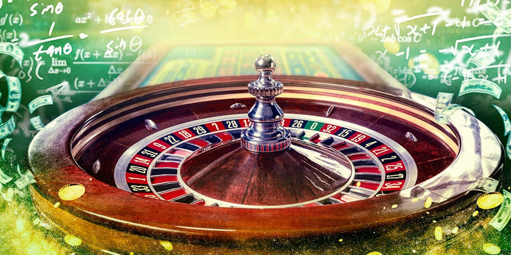 Thrilling Probability Game: Snapshot Of A Spinning Roulette Wheel Background