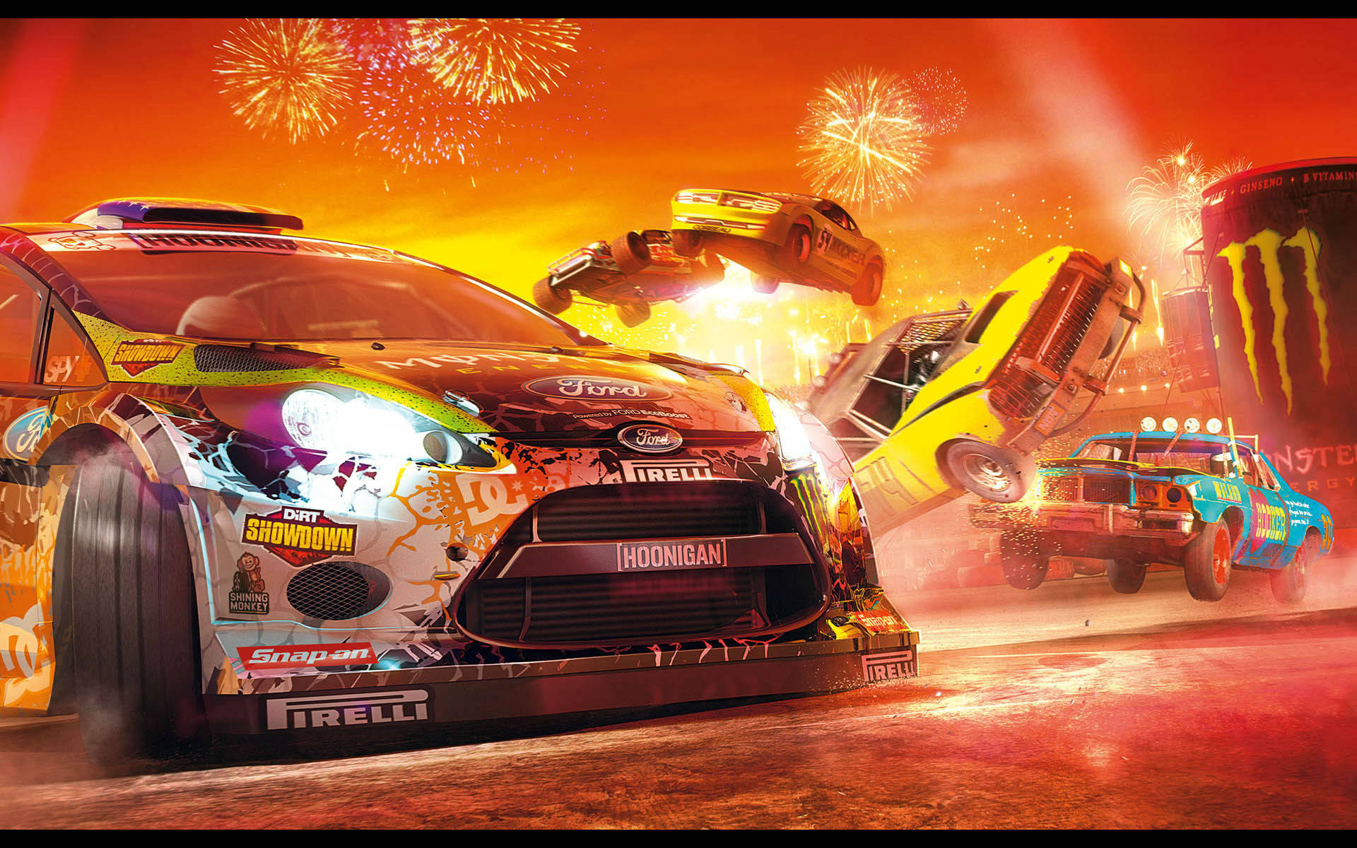 Thrilling Race In Dirt Showdown Background