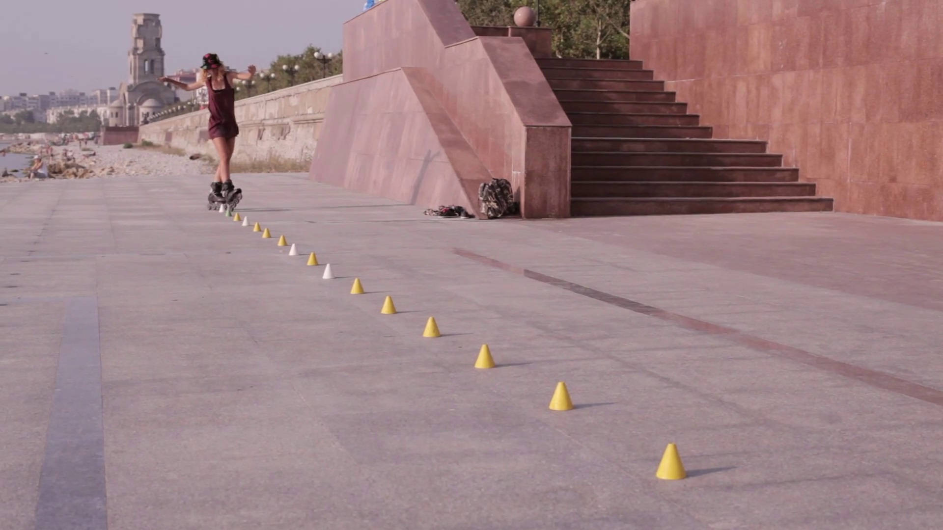 Thrilling Rollerblading Practice At Skate Park