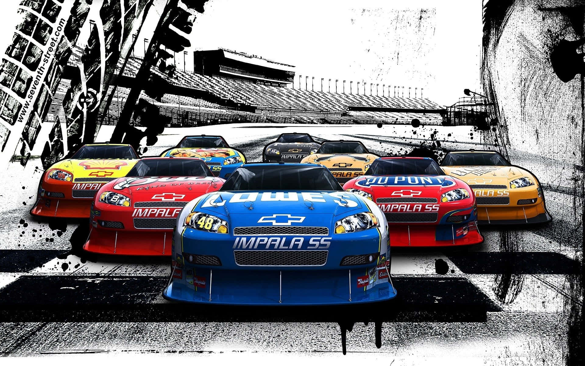 Thrills And Speed - Intense Nascar Race Moment Background