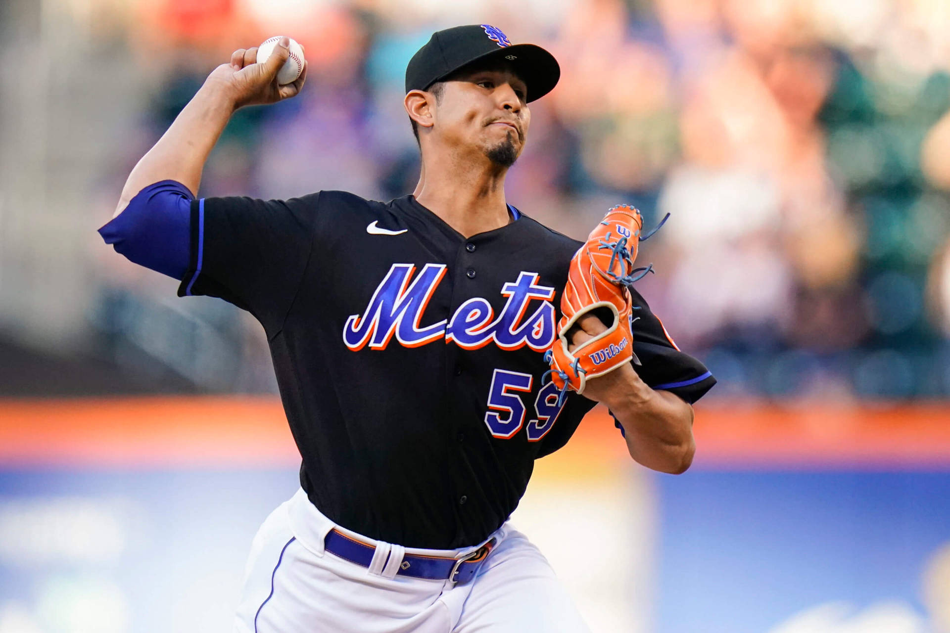 Throwing The Ball Carlos Carrasco Black Jersey Background