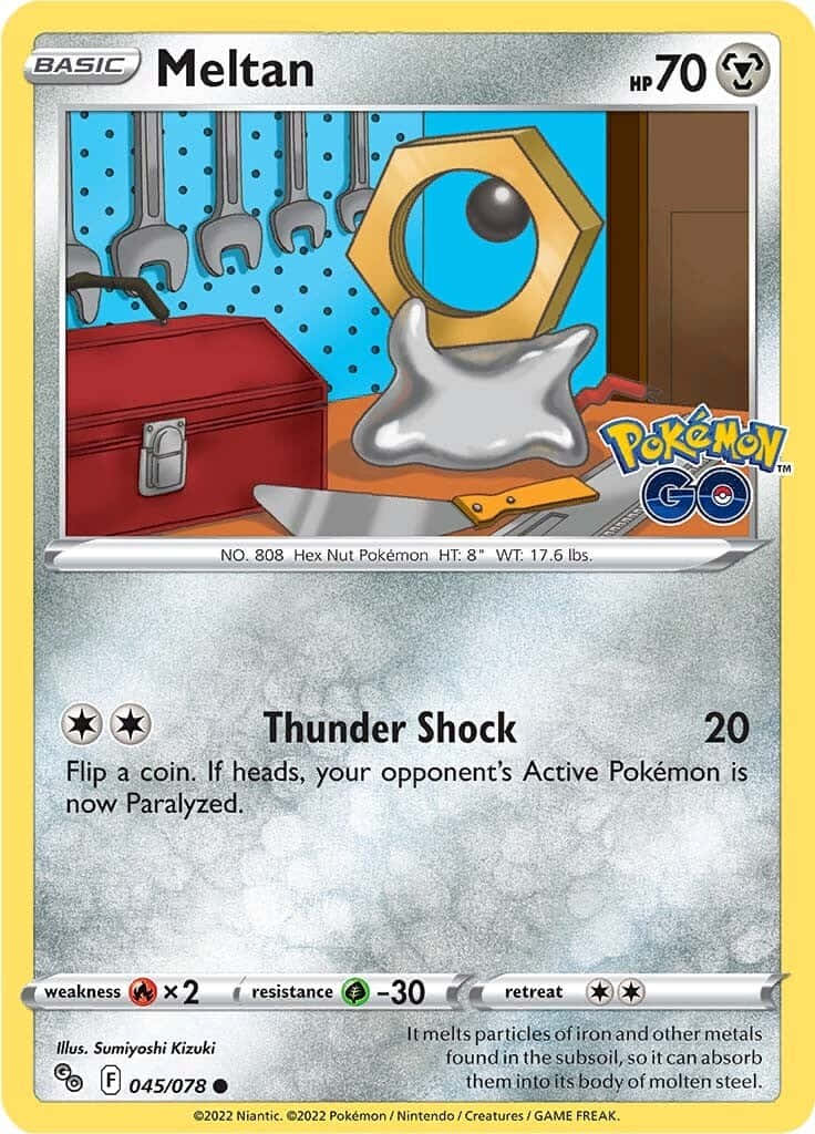 Thunder Shock Pokemon Card Of Meltan Background
