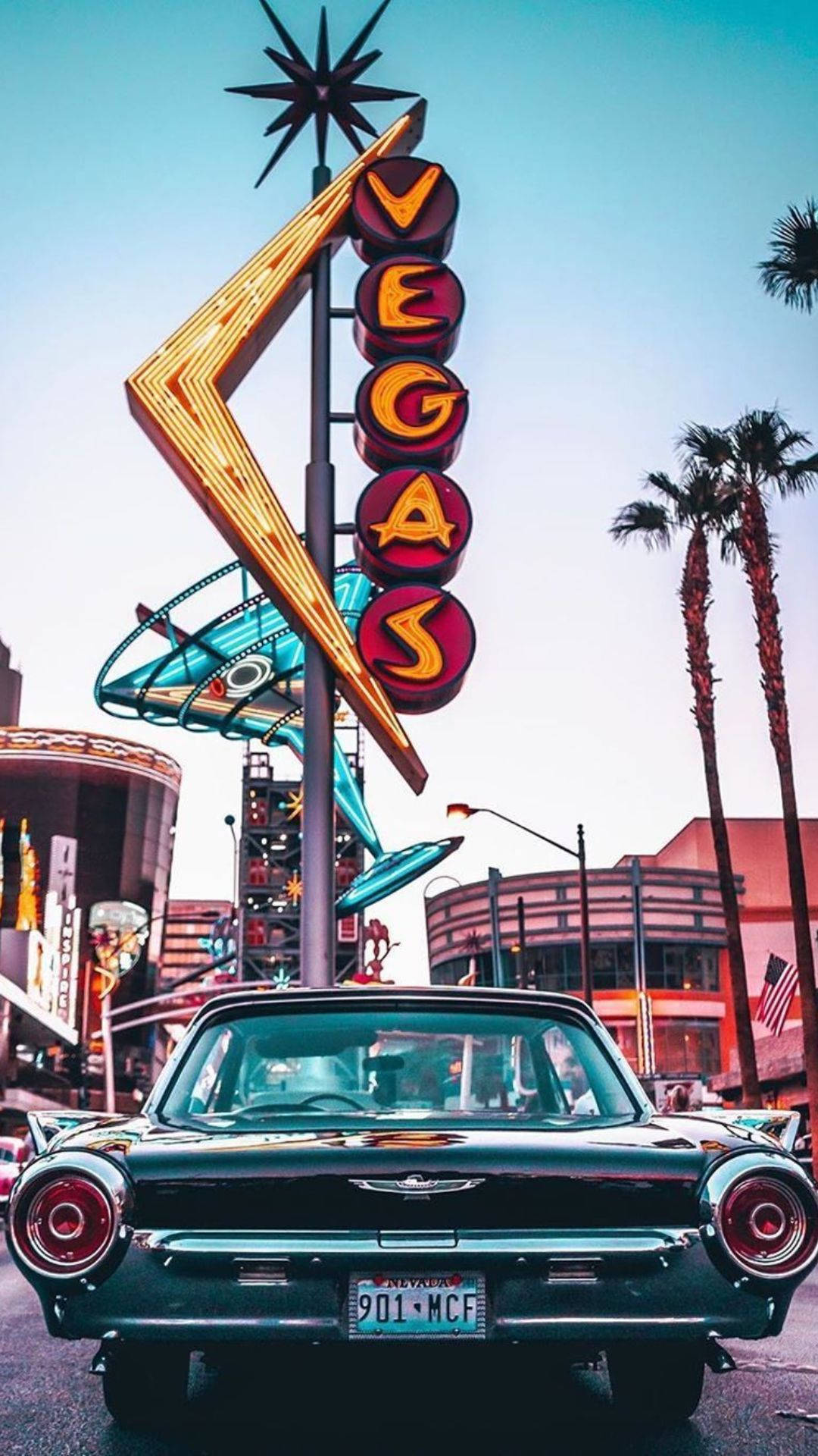 Thunderbird Car In Vegas Iphone Background