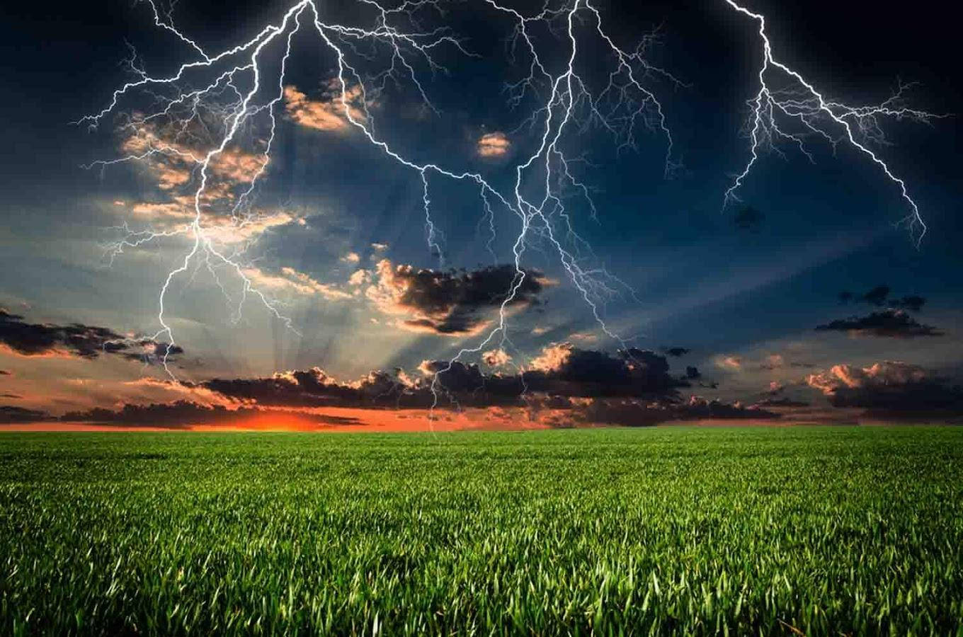 Thunderstorm Above Field Background