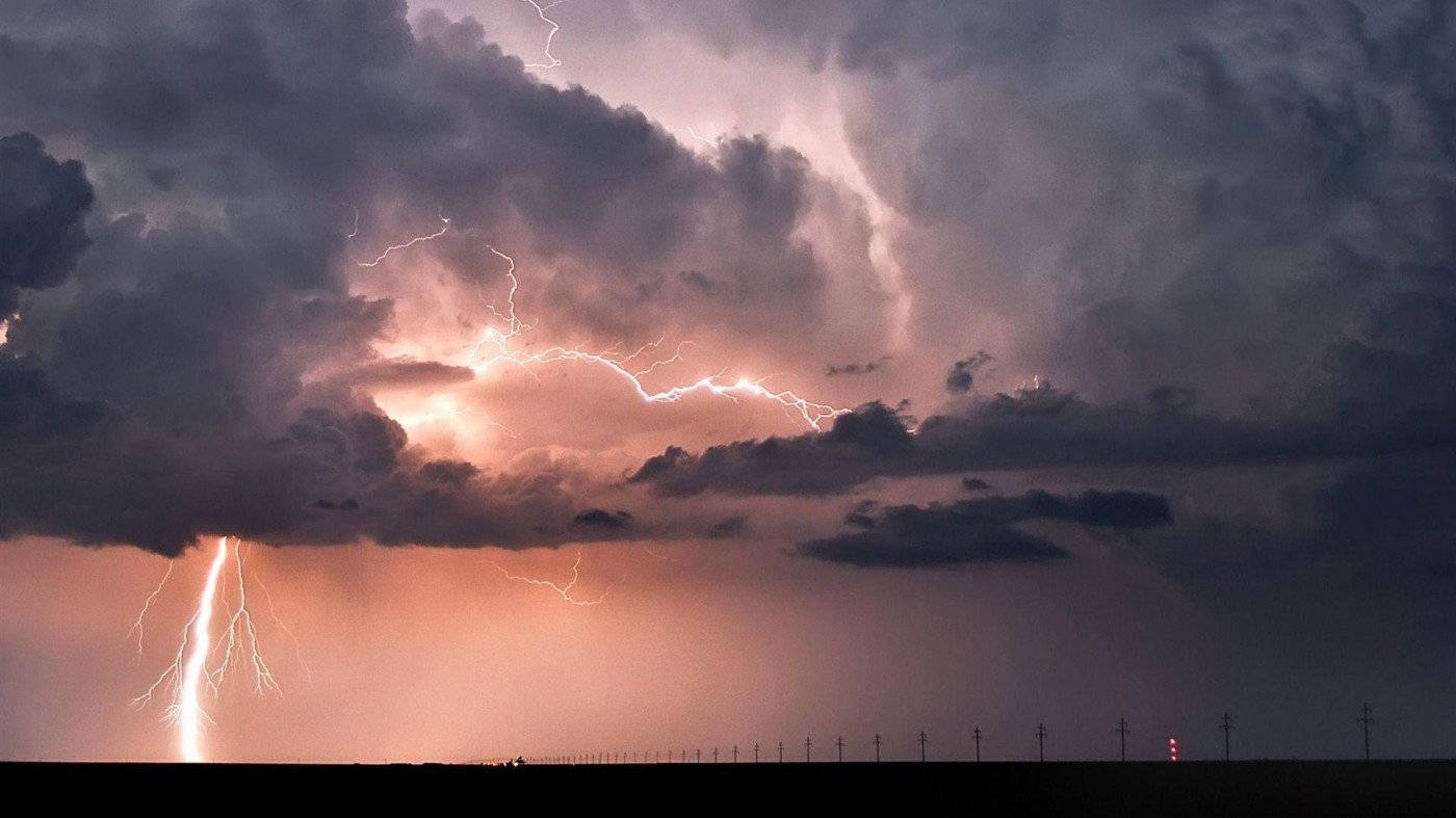 Thunderstorm On Highway Background