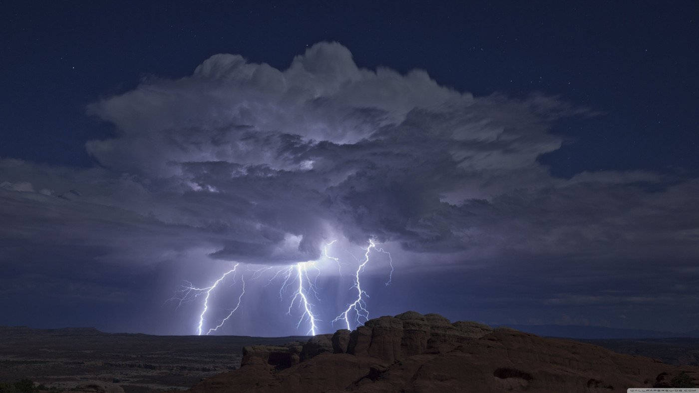 Thunderstorm Over The Desert Background