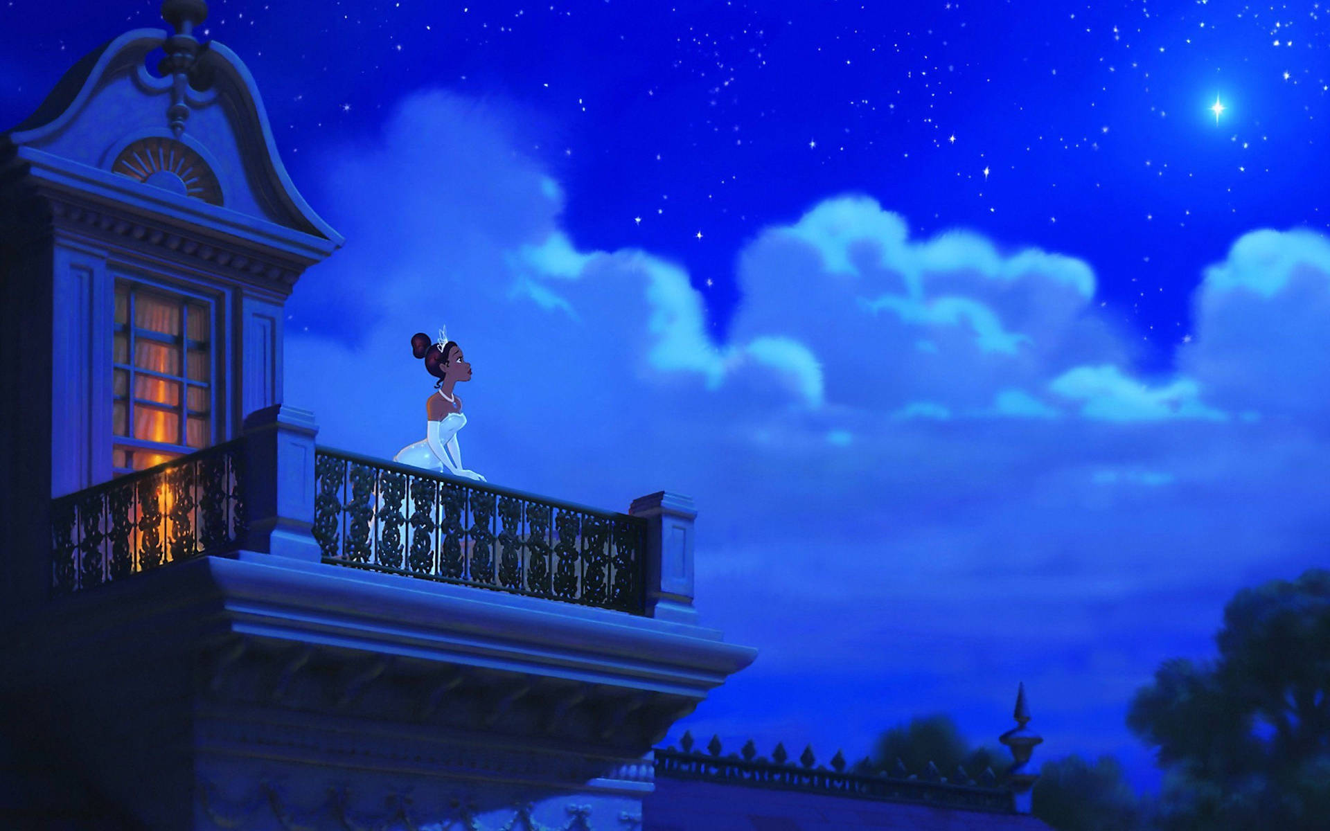 Tiana On Balcony Pixel Disney Laptop Background