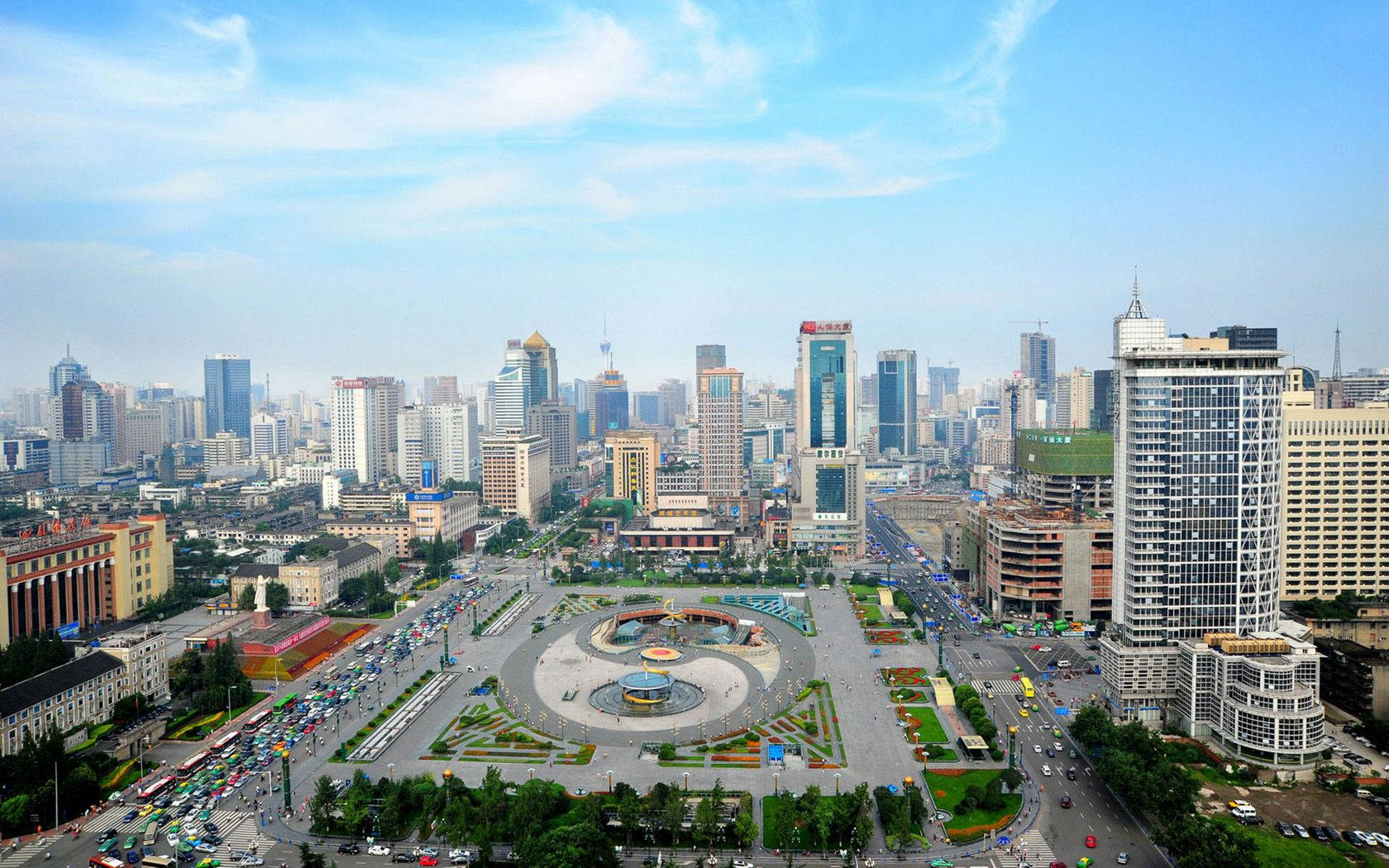 Tianfu Square Chengdu Aerial Shot Background