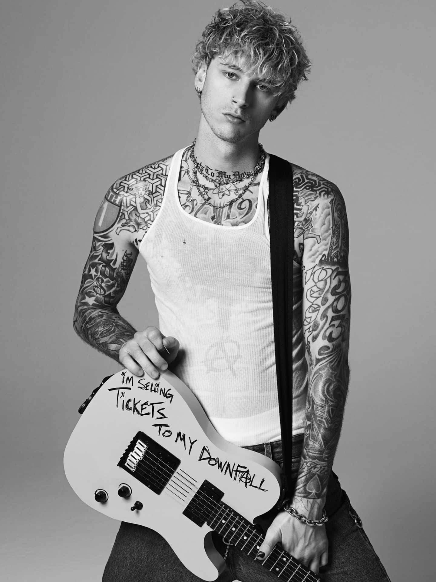 Tickets To My Downfall Machine Gun Kelly Black And White Background