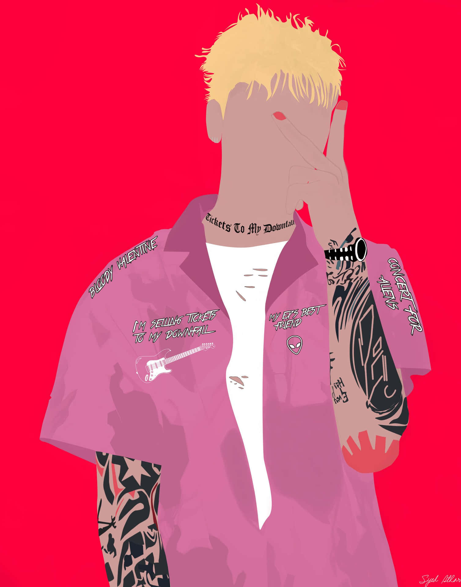 Tickets To My Downfall Machine Gun Kelly Minimalist Background