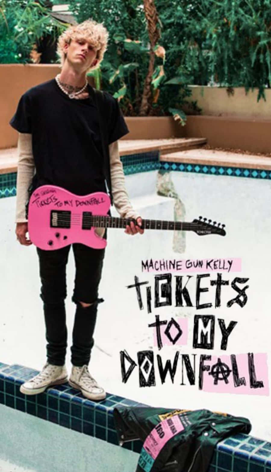 Tickets To My Downfall Machine Gun Kelly Pink Guitar Background