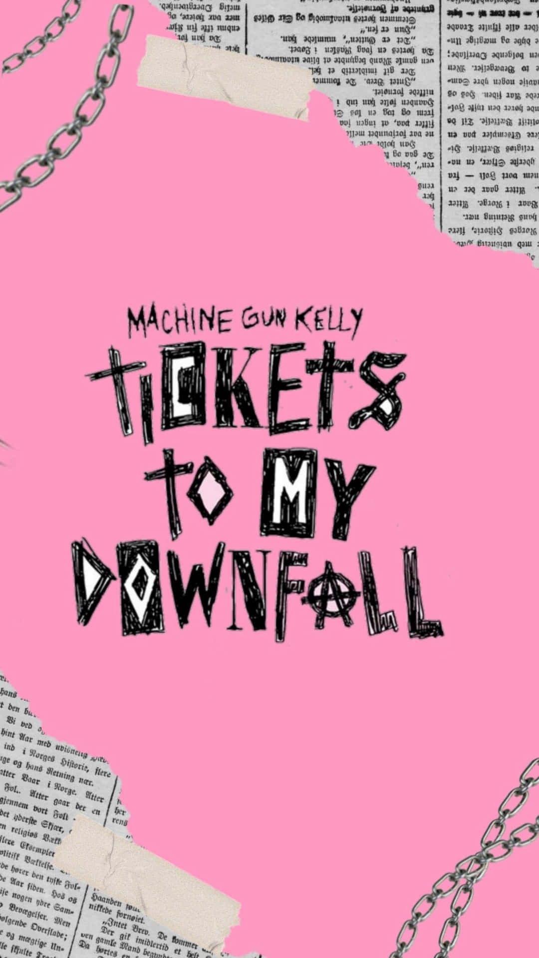 Tickets To My Downfall Newspaper Aesthetic Pink Background