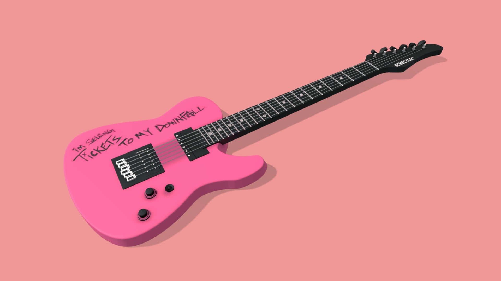 Tickets To My Downfall Pink Aesthetic Guitar Background